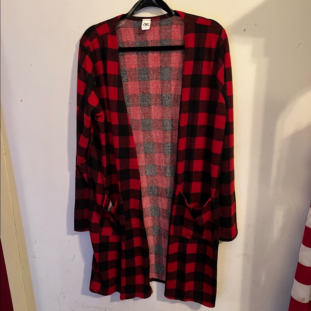 Sew In Love Buffalo print duster style cardigan
